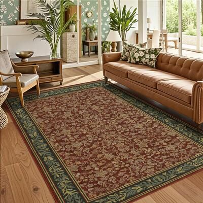 Garvee Farmhouse Botanical Floral Washable Area Rugs for Living Room