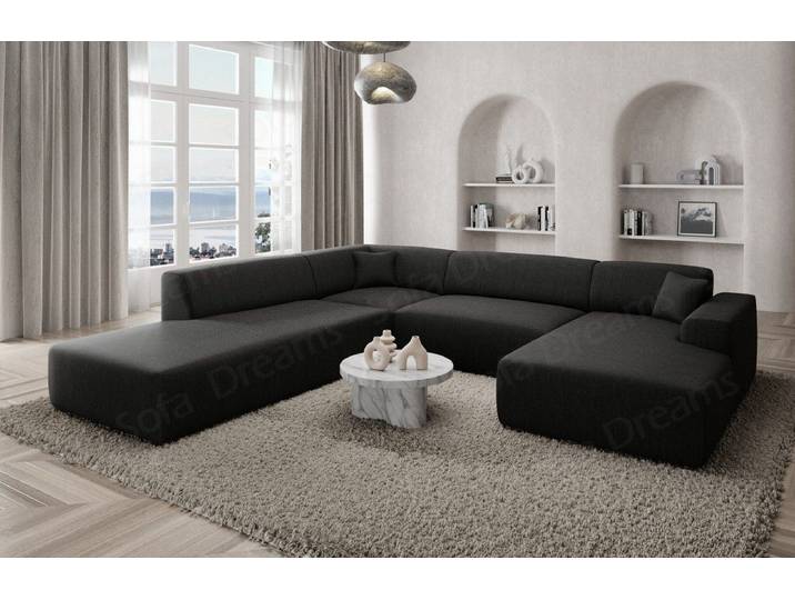Sofa Dreams Wohnlandschaft Designer Strukturstoff Sofa Mallorca U Lounge Stoffsofa Modern, Lounge-Sofa