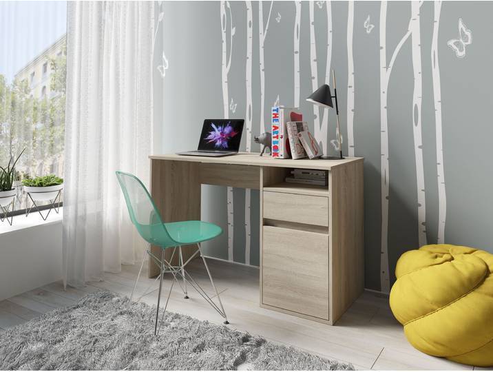 Schreibtisch HOME AFFAIRE Tinsley , braun (sonoma eiche, natur, natur), B:120cm H:76cm T:53cm, Tische, Schreibtisch, mit Schublade, und Tür, Breite 120 x53 cm