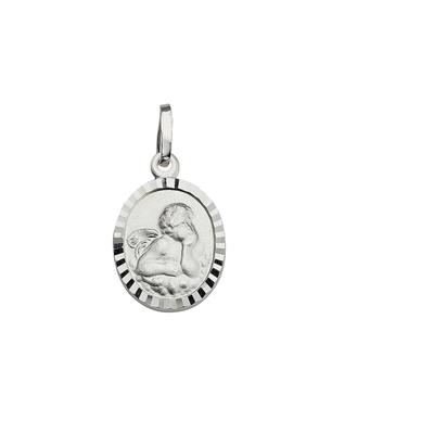 Kettenanhänger FIRETTI "Schmuck Geschenk Silber 925 Halsschmuck Anhänger oval mit Engelmotiv", silber (silberfarben), Schmuckanhänger, Damen, Silber 925 (Sterlingsilber), 0,89 g, Kettenanhänger