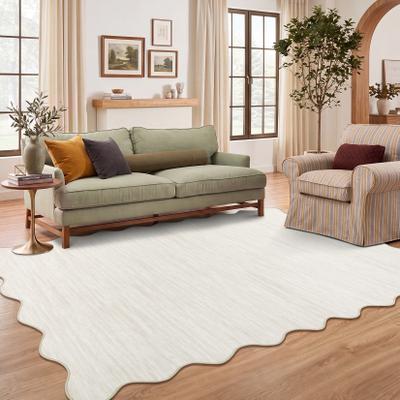 Garvee Scalloped Modern Washable Area Rugs for Living Room