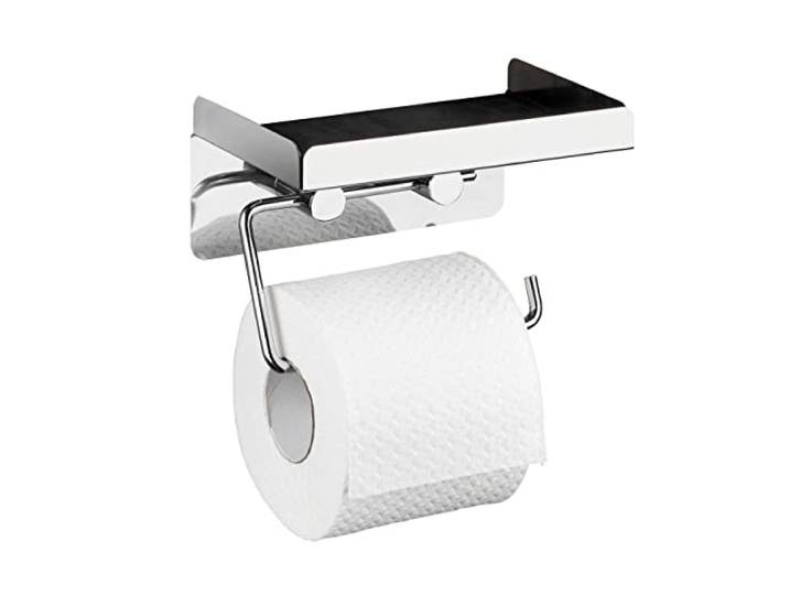 WENKO Toiletpapierhouder 2 in 1 roestvrij staal met plank glanzend