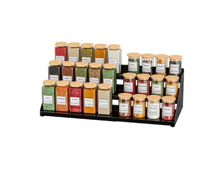LuxusKollektion Gewürzregal Küchenregal Ausziehbar Schwarz 3 Etagen, 1-tlg.