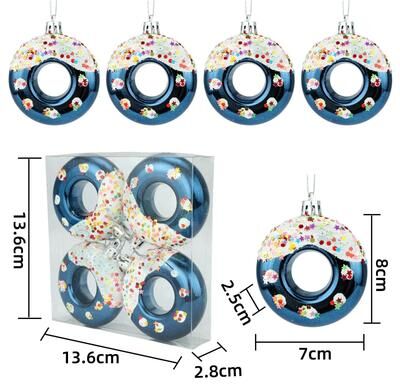 Uplift Picks Christmas Tree Donut Ornaments Set Cute Candy Hanging Decorations deep Blue