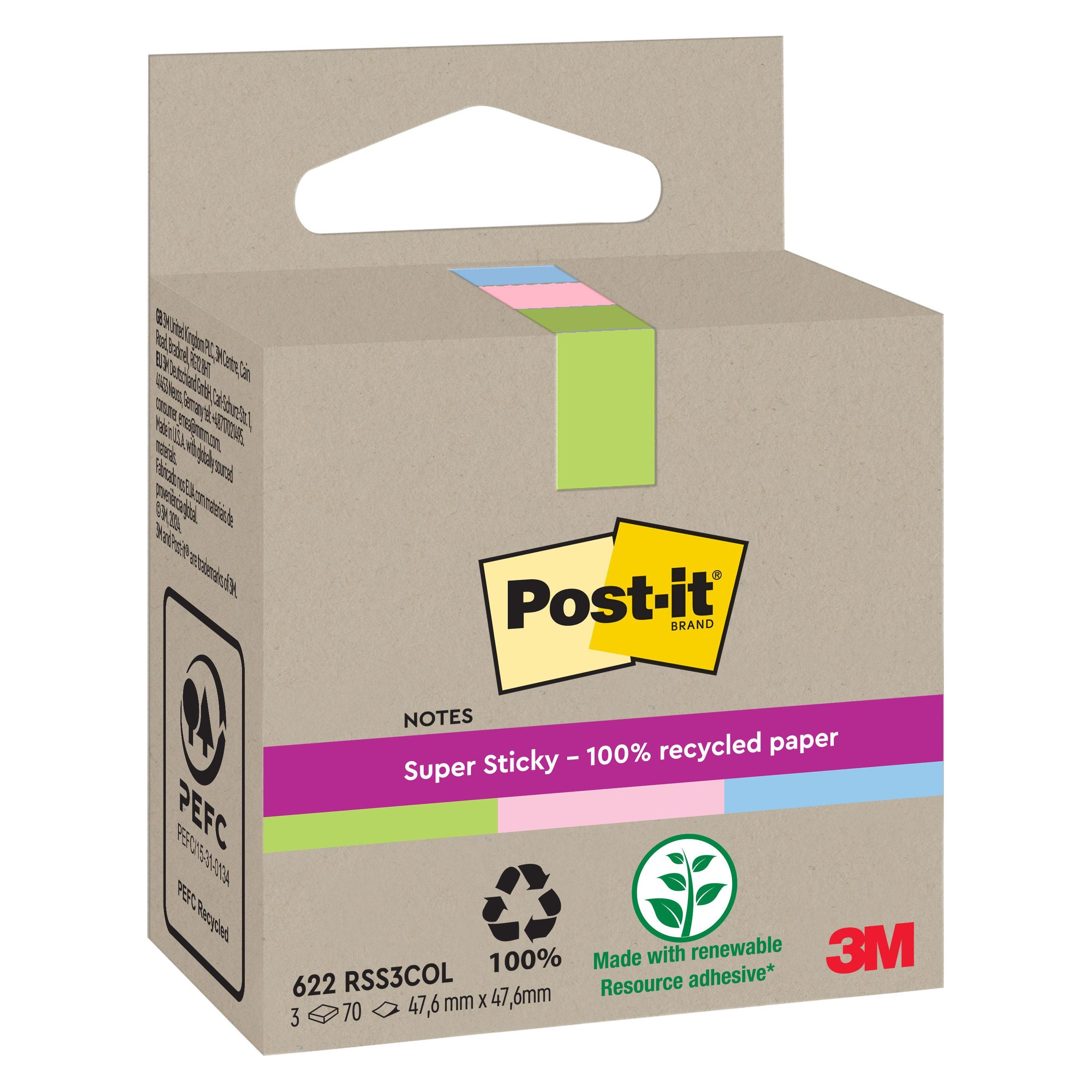 Post-it Super Sticky (47.60 x 47.60 mm) (622 RSS3COL)