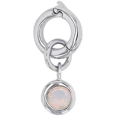 Charm-Einhänger AMOR "Geburtsstein", weiß (silberfarben, weiß, irisierend, weiß, irisierend), Charms, Damen, Oktober, Silber 925 (Sterlingsilber), mit Zirkonia (synth.) oder Stein (synth.)