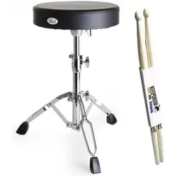 Pearl D-790 Schlagzeug Hocker Rundsitz mit Sticks, Schlagzeug Zubehör, Schwarz