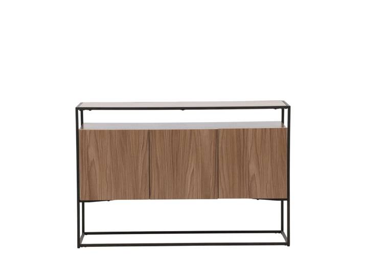 Buffet 3 portes en bois et métal l120cm - bois foncé