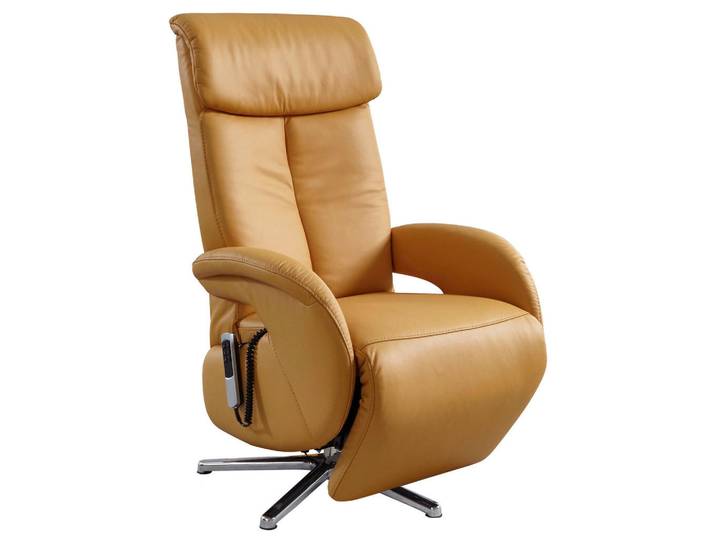 Cantus Relaxsessel, Currygelb, Metall, Echtleder, 70x112x80 cm, Goldenes M, Lederauswahl, Stoffauswahl, Liegefunktion, Wohnzimmer, Sessel, Ledersessel