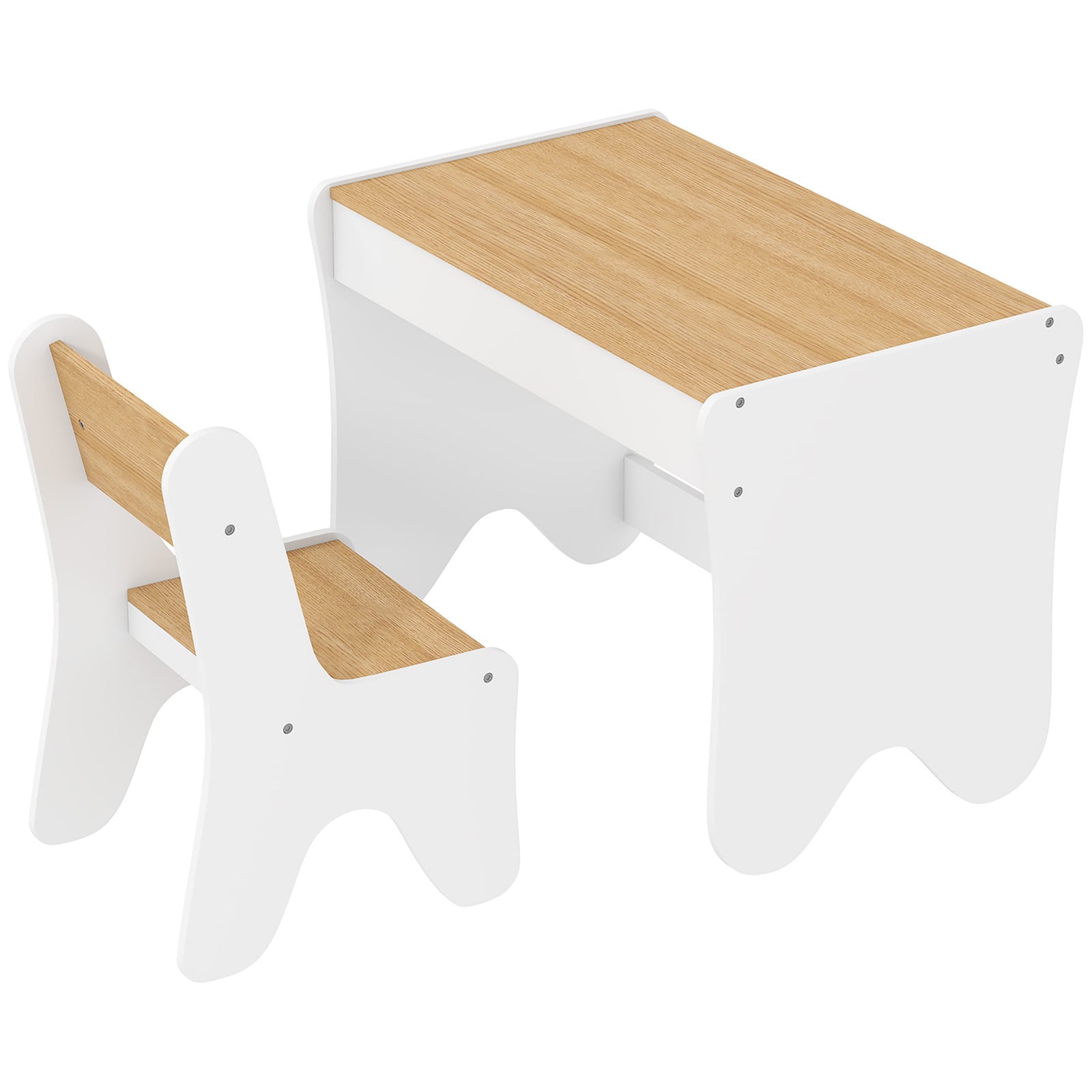 AIYAPLAY Kinder tafel- en stoelset met lade, 2-delig, wit