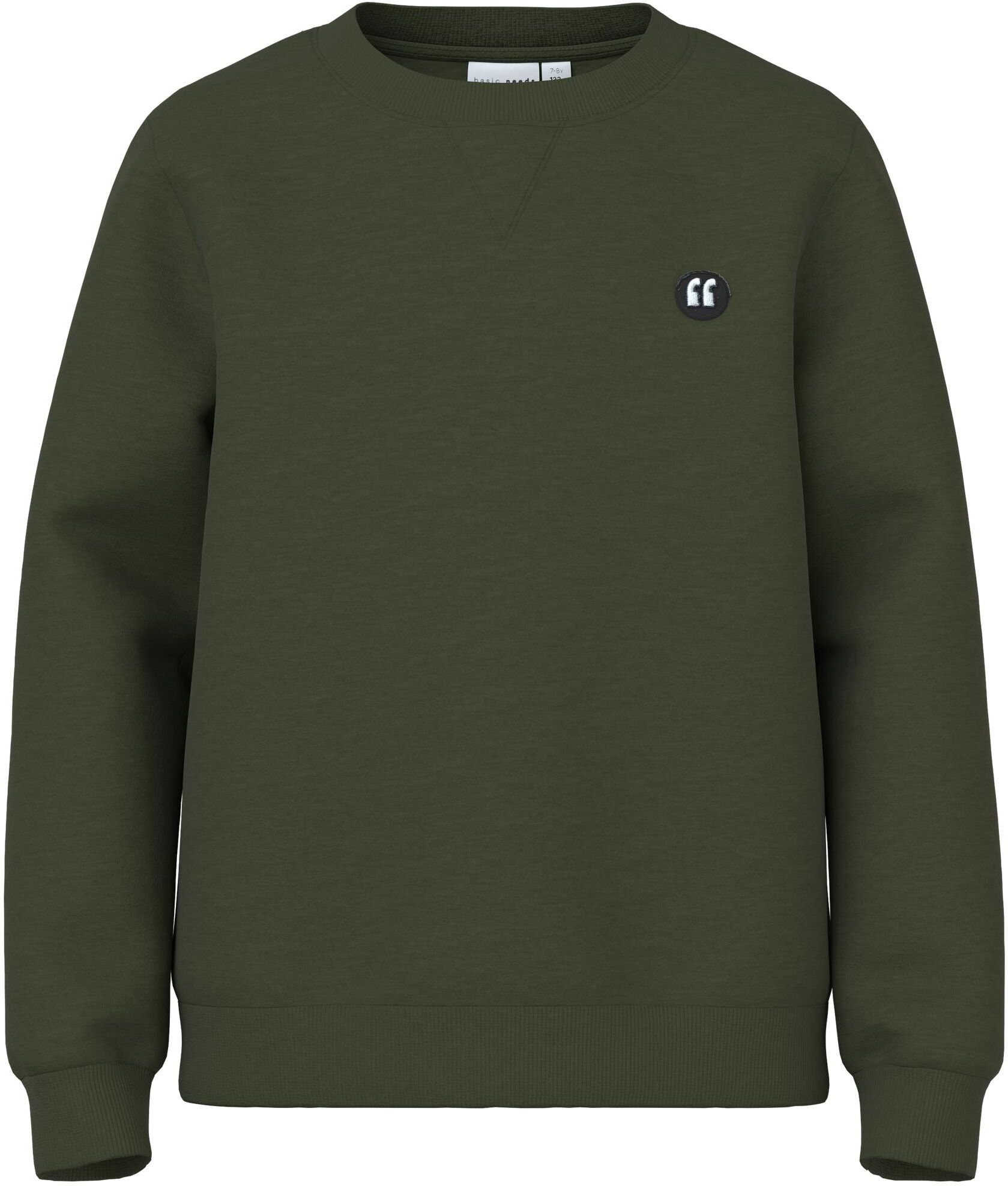 Sweatshirt NAME IT "NKMVIMO für Jungen mit Bündchen und klassischer Form", Jungen, Gr. 116, grün (rifle), angeraute Sweatware, Obermaterial: 60% Baumwolle, 40% Polyester, meliert, unifarben, lässig geschnitten hüftlang, Rundhals, Rippbündchen, Sweatshirts