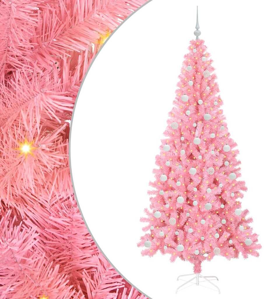 vidaXL Sapin de Noël Rose 210 cm PVC