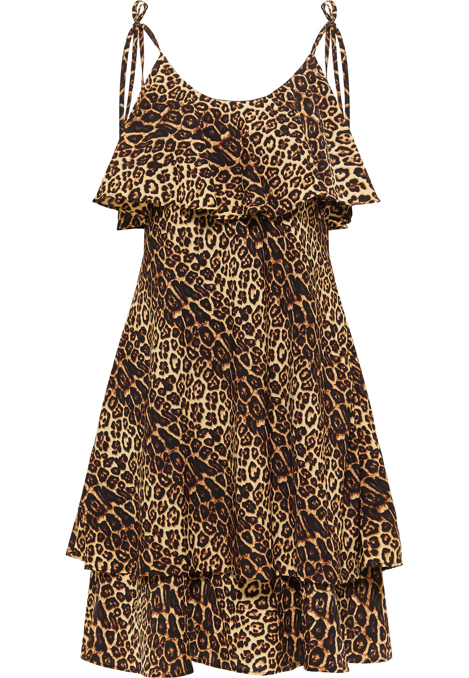 Faina Jurk met leo-opdruk nelice Dames beige leo