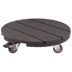 Nature, Pflanzenständer + Blumentreppe, Pflanzenständer mit Rollen – – WPC H7,5 x Ø30 cm – 4 Rollen – Anthrazit