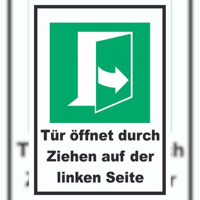 HB-Druck Tür öffnet durch Ziehen auf der linken Seite A1 (594x841mm) Schild