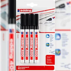 edding 400 Permanentmarker schwarz (4er Blister)