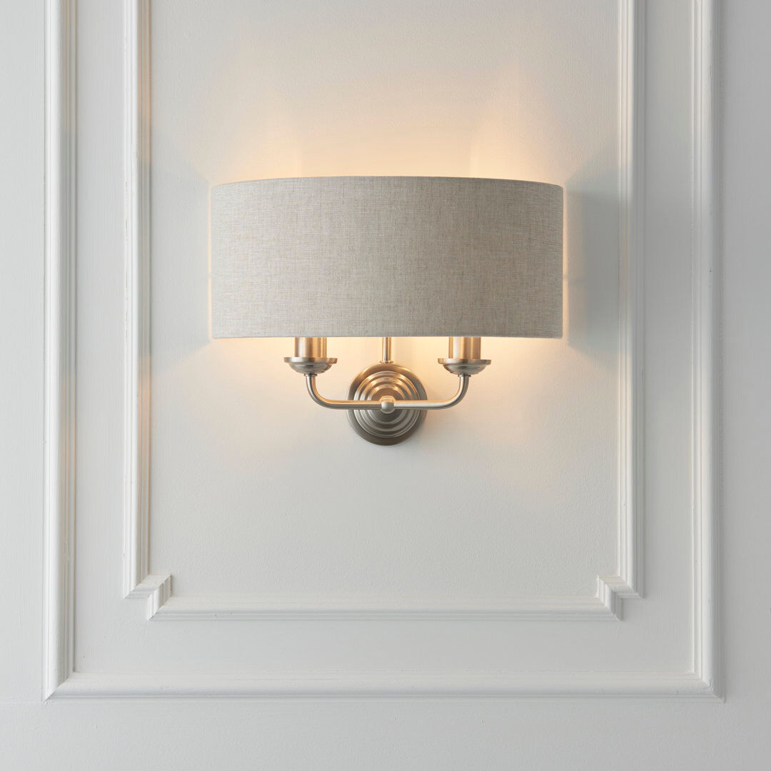 Fairmont Park Landover Steel Armed Sconce Brushed Chrome/Natural 25cm H X 35cm W X 18cm D