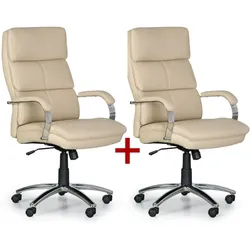 Leder-Bürosessel STAIRS, 1+1 GRATIS, beige