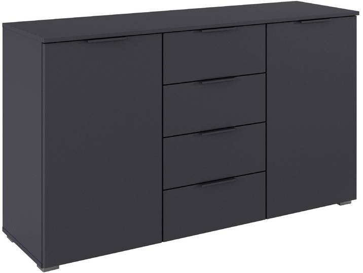 Kombikommode GOODPRODUCT Sideboard Schubladenkommode AGORDO mit Dekor- oder Hochglanzfront , schwarz (graumetallic), B:120cm H:81cm T:42cm, Holzwerkstoff, Sideboards, Kombikommode, vier grosse Schubladen, mit insgesamt 4 Einlegeböden MADE IN GERMANY
