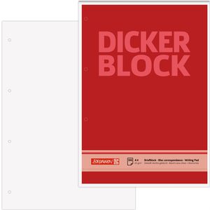 Brunnen Briefblock 1052786, Der dicke Block, A4, 60g/qm, 4-fach gelocht, 100 Blatt, blanko