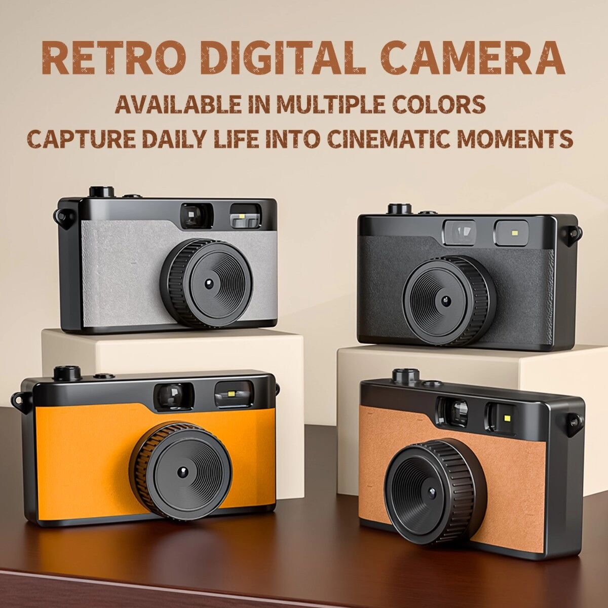 INF Retro Digitalkamera mit 32G Speicherkarte — 13MP, Sucher & Blitz, Mehrere Farben, Lange Standby-Zeit Orange