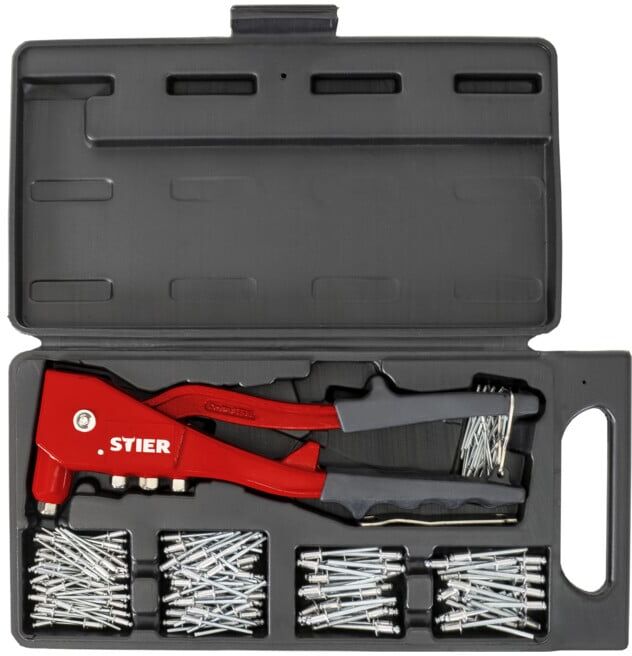 Set STIER Systainer³ III Black Edition + TiN-Bohrer-, Säge- und Bit-Set 100-teilig + Blindnieten-Satz mit Handnietzange und Blindnieten 201-teilig