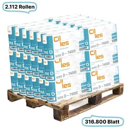 Toilettenpapierrollen, 4-lagig, 2112 Rollen, 316.800 Blatt gesamt, 150 Blatt je Rolle, 100% Zellstoff, CIL- les Tissue, Series D
