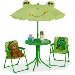 Relaxdays Camping Kindersitzgruppe mit Schirm Dunkelgrün,Grün