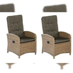 Merxx Atrani Sessel Set 2tlg., 2 Sessel, mit Gasdruckfeder, Aluminium/Kunststoffgeflecht, Steinbeige