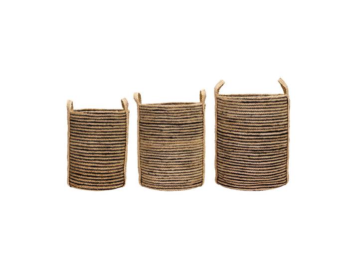House Doctor Paniers de rangement Dungi, lot de 3 Noir-naturel