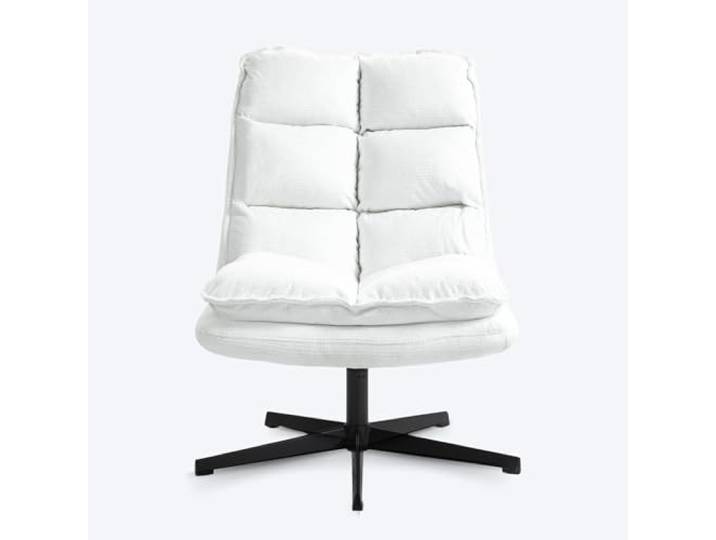 MEUBLE Cosy Sessel 360° Drehbar Einzelsofa Faltbar Loungesessel Relaxsessel mit Armlehne Design Drehsessel, Metallbeine, für Wohnzimmer Schlafzimmer, Weiß, 65x79.5x85cm