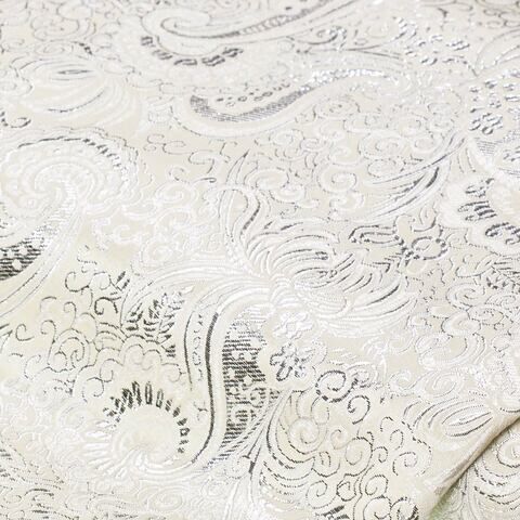Jacquard "Blumen/Paisley", creme/silber