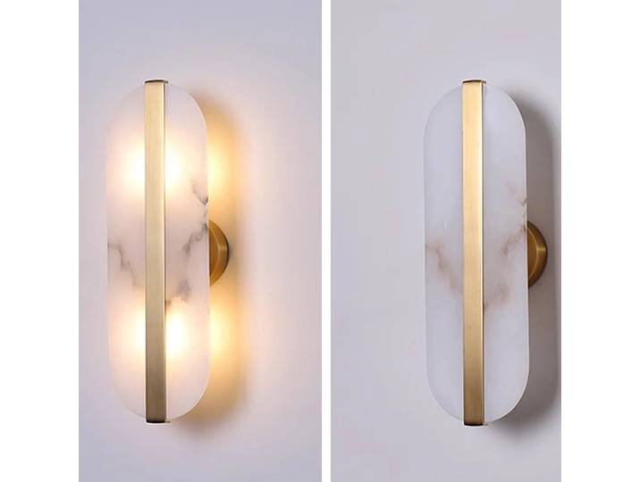 2026 moderne créatif ovale marbre applique albâtre lune salon or cuivre maison intérieur décoration LED applique chambre lits