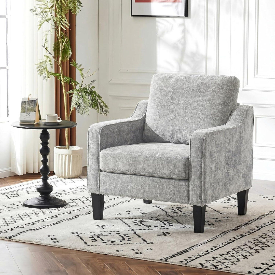 Inbox Zero Xxy0272ca-kd Mid-century Modern Accent Armchair Light Grey 90cm H X 75cm W X 71cm D