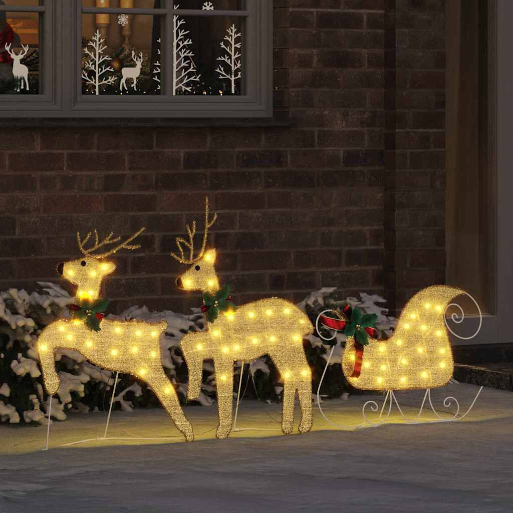 The Seasonal Aisle vidaXL LED Reindeers Fabric Warm White 66cm H X 43cm W X 18cm D