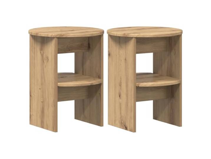 GHVBNMF 2er Set Seitenschrank Artisan-Eiche Ø40x50cm Holzwerkstoff Kompakte Beistelltische fürs Wohnzimmer oder Schlafzimmer. Bieten Stabilität und ordentlichen Stauraum auf zwei Ebenen.