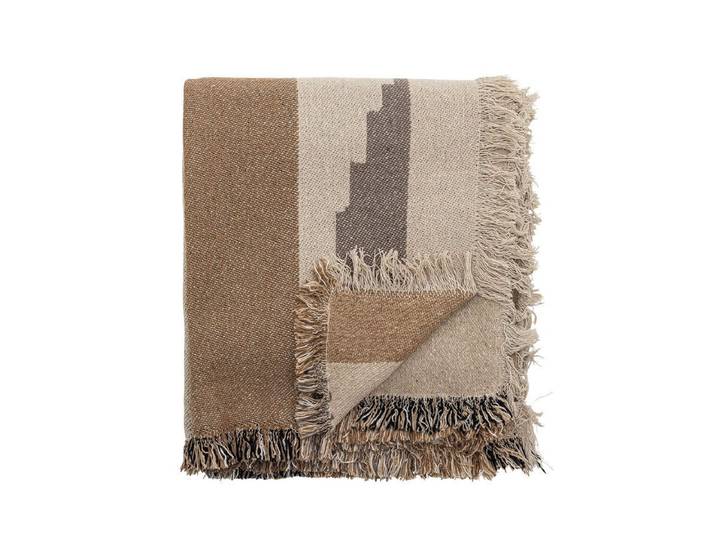 Überwurfdecke Mijal - Braun, aus recycelter Baumwolle - 160x130 - Braun - Luxusbetten24