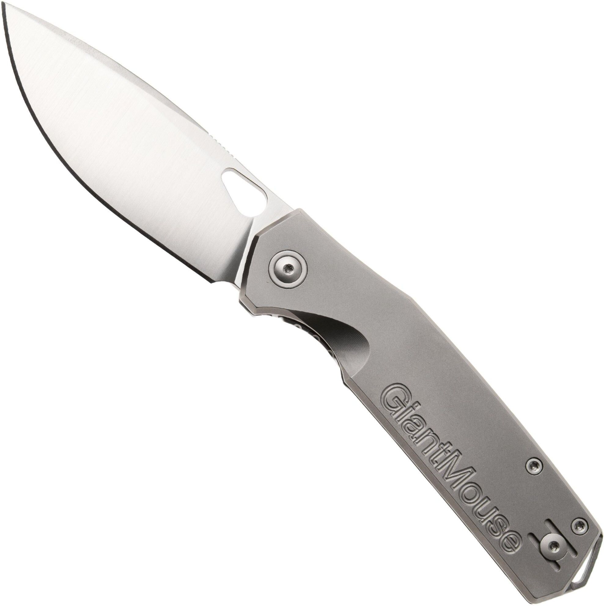 GiantMouse Zoobie ZOOBIE-TITANIUM Satin Elmax, Titanium coltellino tascabile