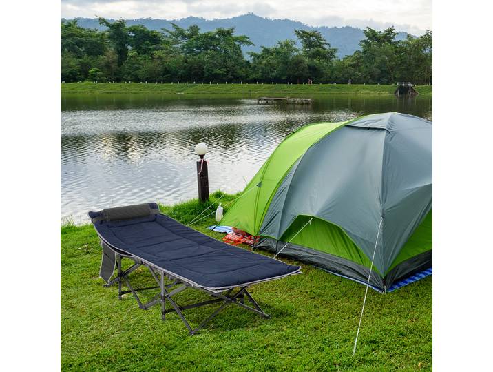 Outsunny Transat Pliable 2 Oreillers Sac Rangement