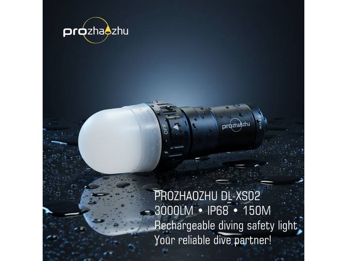 PROZHAOZHU 3000 Lumen IP68 étanche 200M stroboscope de plongée Rechargeable 26650 Signal de plongée sous-marine pour les plongeurs