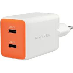 Targus Hyper HyperJuice Flex 45W GaN Charger - Orange (45 W, 2 Ports), USB Ladegerät, Weiss, Orange