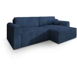 ECKSOFA FIANO P Blau Kordstoff mit Schlaffunktion