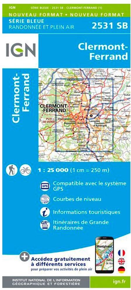 IGN  - 2531SB Clermont-Ferrand - Carte