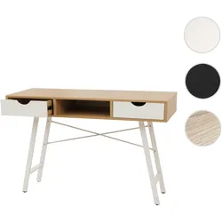Schreibtisch HWC-E92, Bürotisch Computertisch, 3D-Struktur 120x60cm ~ naturbraun weiß