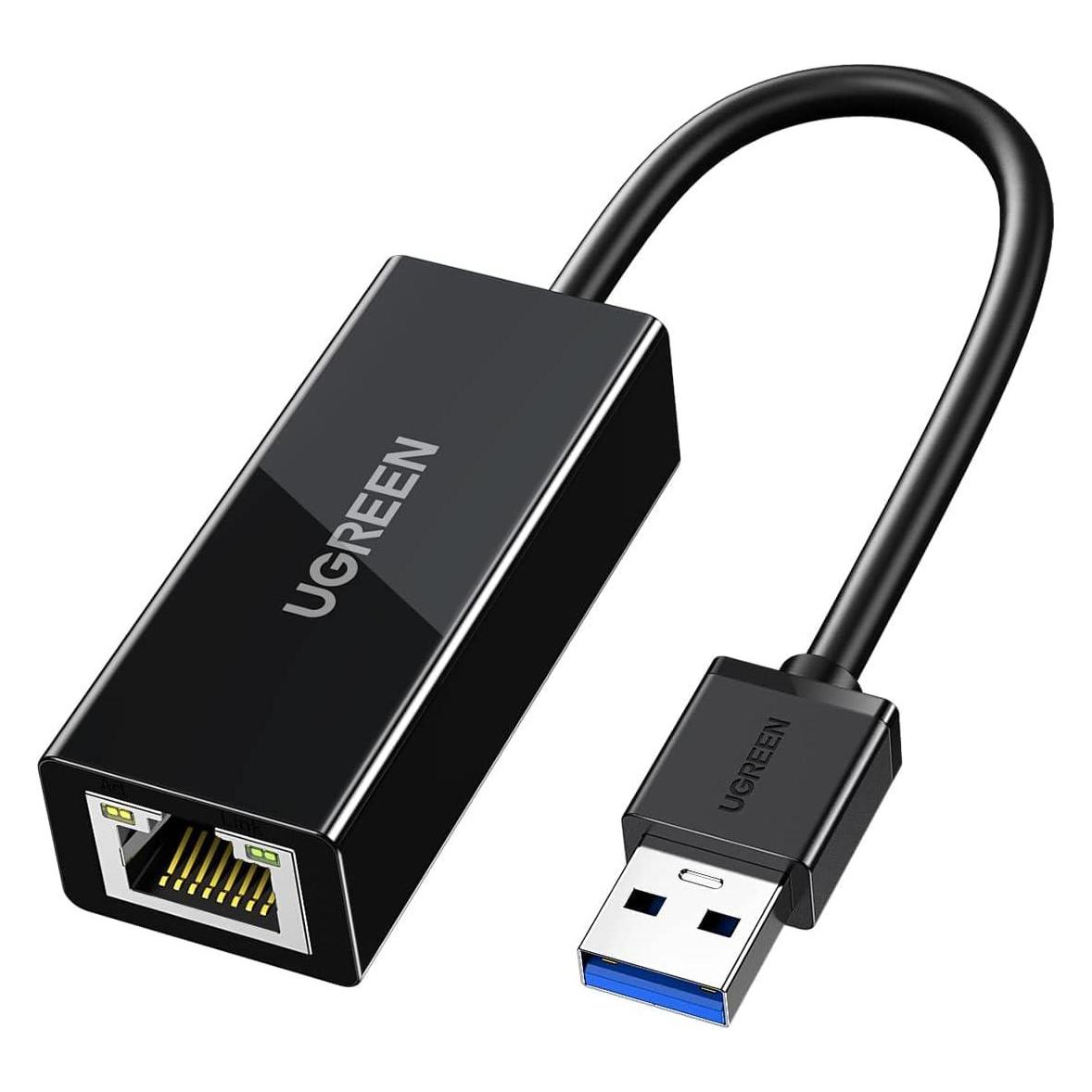 Ugreen USB 3.0 to RJ45 Network Adapter CR111, Gigabit Ethernet (Black) (USB 3.0) (20256B)