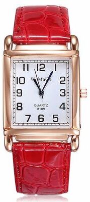 Friendly Fresh Finds Luxury Rose Gold Square Womens Quartz Watch With Red Leather Strap red