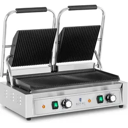 Royal Catering Doppel Kontaktgrill Geriffelt Gastro 3600 W 50 - 300 °C Profi Elektro Grill, Kontaktgrill, Silber