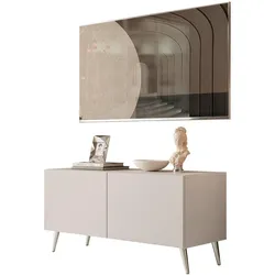 TV-LOWBOARD COLGANTE 100 cm Kaschmir auf Chrom Beinen