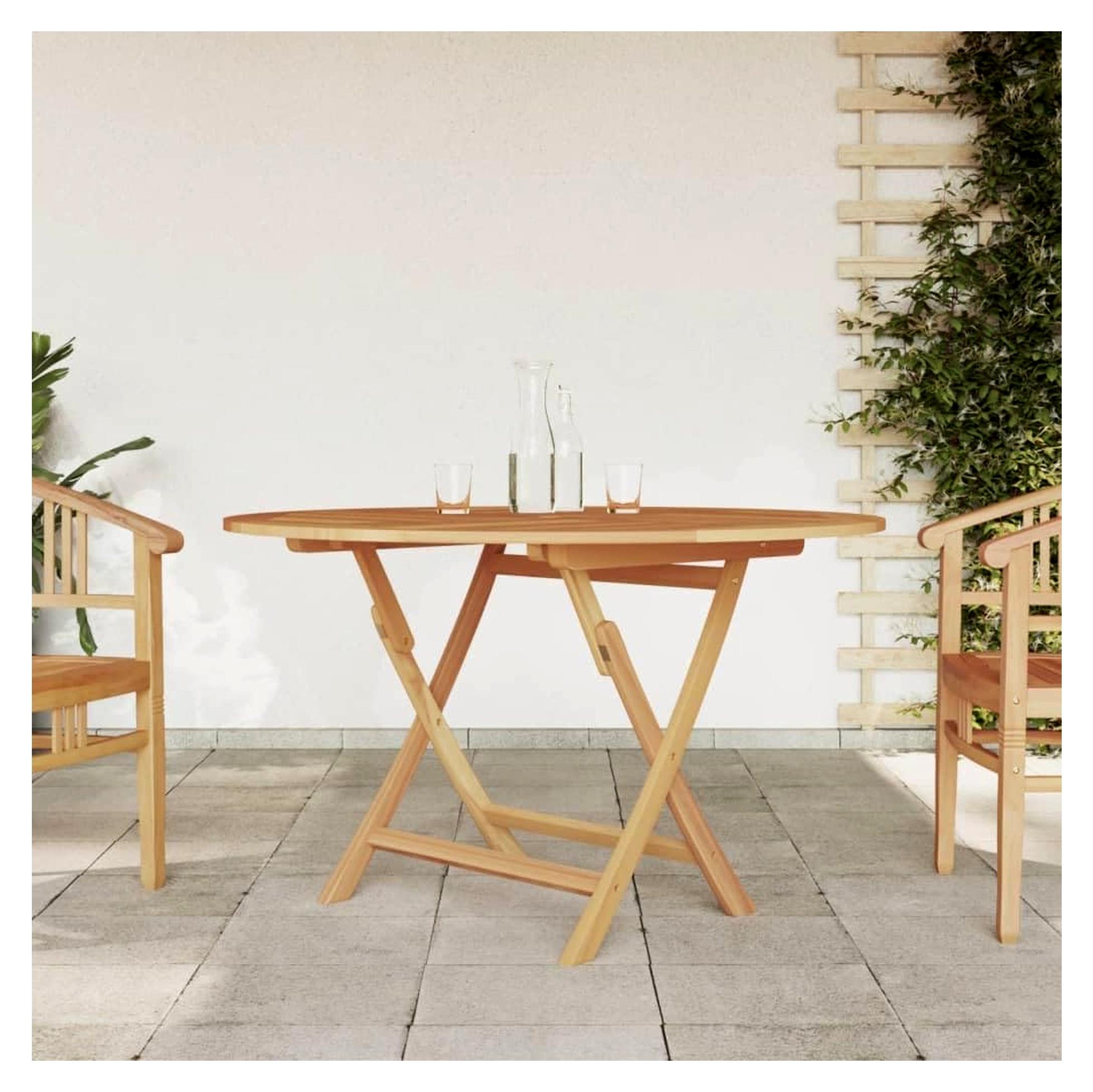 Klappbarer Gartentisch Ø120x75 cm aus Teakholz