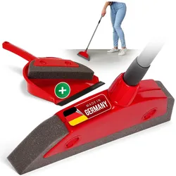 Schaumstoffbesen mit Teleskopstiel & Kehrgarnitur Friseurbesen Set Gummi Noppenbesen Hundehaarentferner Broom Parkett Besen für Drinnen Teppichbesen Bodenabzieher Haushaltsbesen Wunderbesen